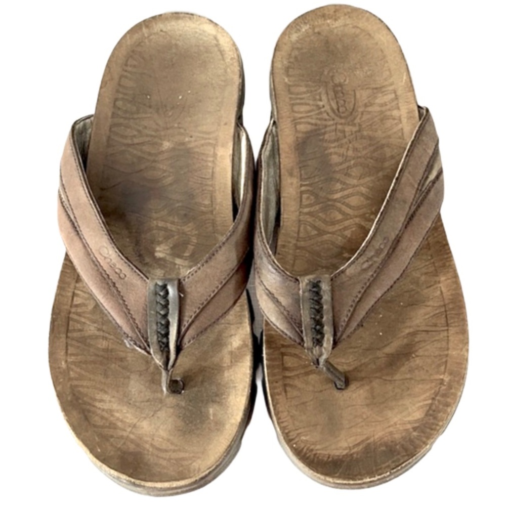 Men’s CHACO Brown Leather Flip Flop Sandals